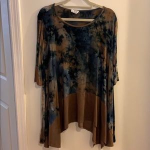 Marbled blue and tan top